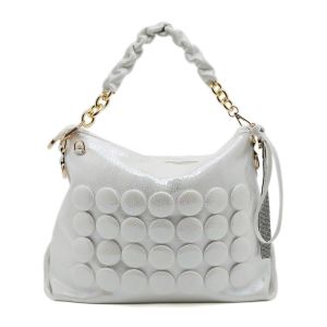 3D Dot Slouchy Shoulder Bag with Rhinestone Accents