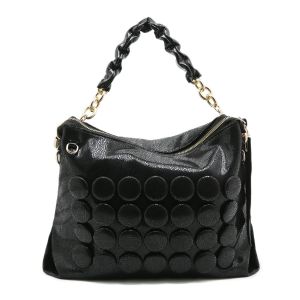 3D Dot Slouchy Shoulder Bag with Rhinestone Accents