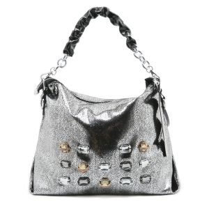 Metallic Jewells Encrusted Hobo Bag