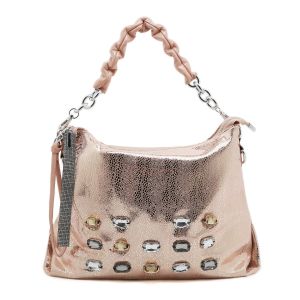 Metallic Jewells Encrusted Hobo Bag