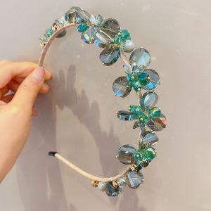 HA758 Large crystal stones headband in Green
