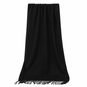 Black Pashmina Scarf with Delicate Tassels