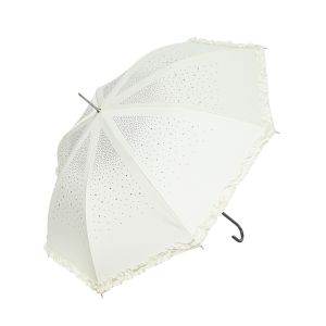 Cream Diamante Sparkly Frilly Umbrella