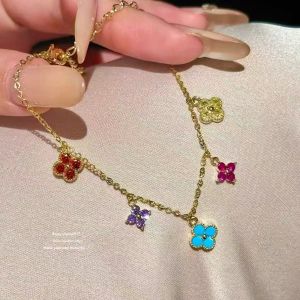 Multi-Color Crystal Clover Bracelet 