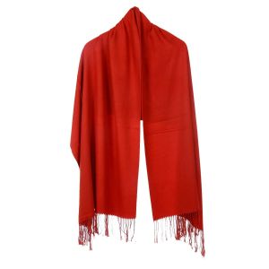Red Pashmina Scarf with Delicate Tassels