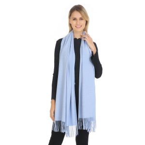 Baby Blue Pashmina Scarf with Delicate Tassels
