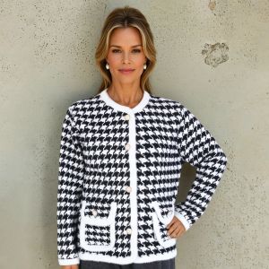 Black and White Dogtooth Soft Cardigan