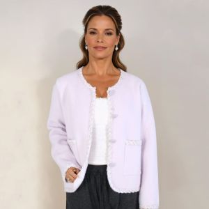 Soft Boucle Trim Fuzzy Cardigan