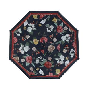 Vintage Rose Garden Upside Down Umbrella in Black