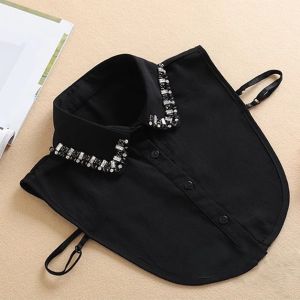 Black Rhinestone Embellished Detachable Collar