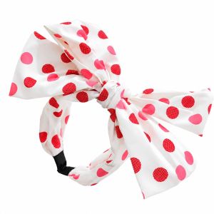 White & Pink Oversized Polka Dot Bow Headband