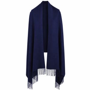 Navy Pashmina Scarf with Delicate Tassels