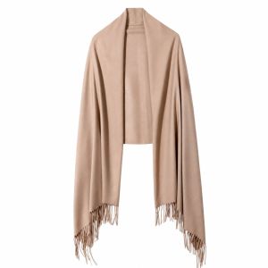 Dark Beige Pashmina Scarf with Delicate Tassels