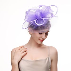 Lilac Delicate Mesh Loops and Feather Fascinator