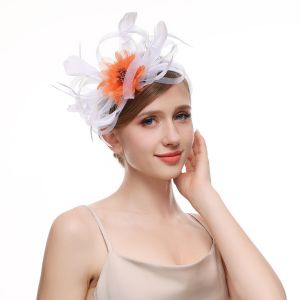 Vintage Inspired Fascinator in Orange/White