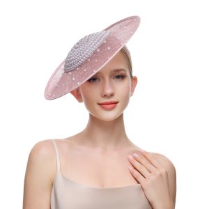 Elegant Pearl Embellished Fascinator in Dusty Pink TGHW435