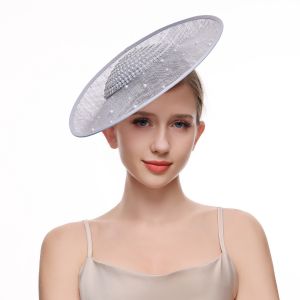 Elegant Pearl Embellished Fascinator in Silver TGHW435