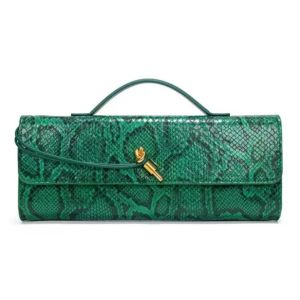 Green Snakeskin Detail Bag with Gold Knot
