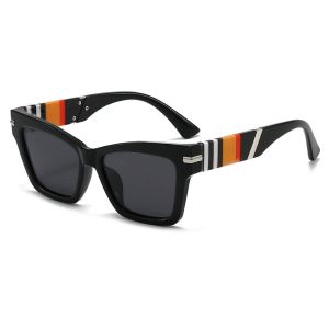 Fashion Square Frame Sunglasses with Multicolour Stripes
