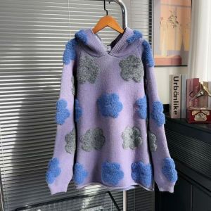 3D Floral Knitted Hoodie Sweater