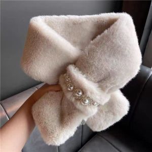 Faux Fur Collar Scarf with Pearl Detailing