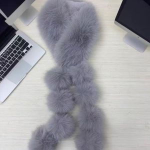 Luxury Faux Fur Snood Scarf with Pom Poms