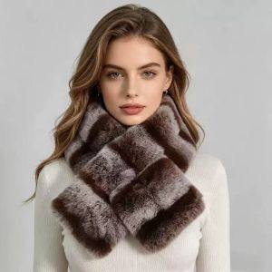Two-Tone Striped Faux Fur Pull-Through Winter Collar