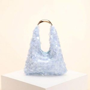 Sequin Hobo Bag with Gold Tone Handle