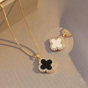 Four Petals Two Sided Drop With Diamante Edge Necklace EUR435