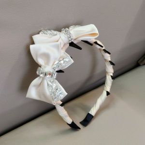 Double Crystal Satin Bow Headband
