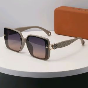 Oversized Square Sunglasses with Quilted Texture Arms