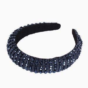 Dazzling Crystal Embellished Headband in Navy
