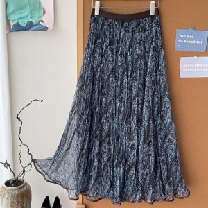 Paisley Pleated Maxi Flowy Skirt