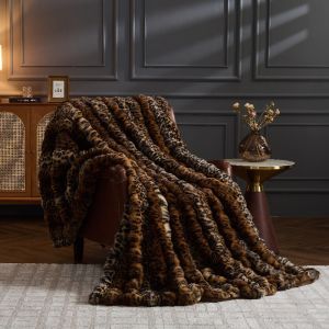 Chic Leopard Print Faux Fur Blanket (130cm*160cm)