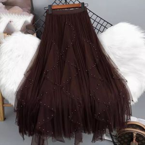 Pearls Embellished Frilly Skirt