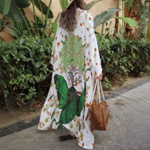 Peacock Print Kimono Robe