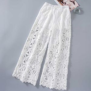 Summer Crochet Knit Wide Leg Pants