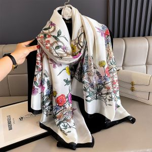 Spring Botanical Print Satin Feel Scarf