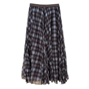 Vintage-Inspired Plaid Pleated Maxi Skirt