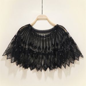 Sequin Embroidered Mesh Lace Wedding Shawl & Bolero