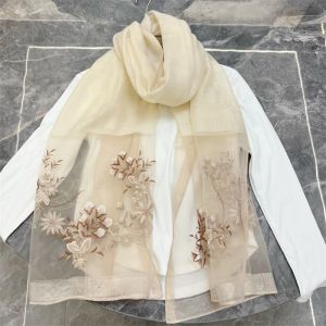 Luxury Sheer Floral Embroidery Scarf