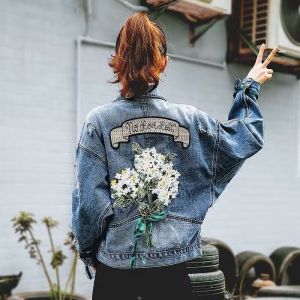 Embroidered Floral Bouquet Denim Jacket