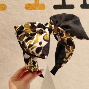 Wide Bow Headband with Leopard Print