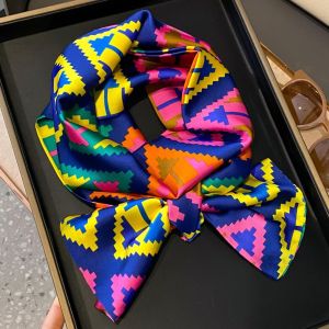 Vibrant Geometric Retro Pixel Pattern in Cobalt & Neon Neck Scarf