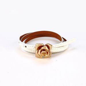 Gold Floral Buckle Skinny Belt