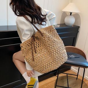Summer Straw Shoulder Bag for Beach & Travel