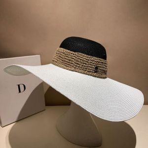 Tri-Color Beach Hat with Black Crown & White Brim