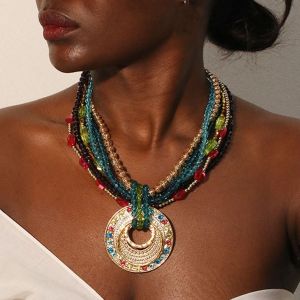 Opulent Multicoloured Crystal Beaded Necklace