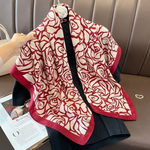 Rose Print Cotton Square Scarf