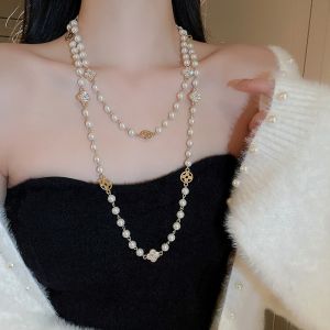Long Pearlies Four Petals Flower Ivory Necklace